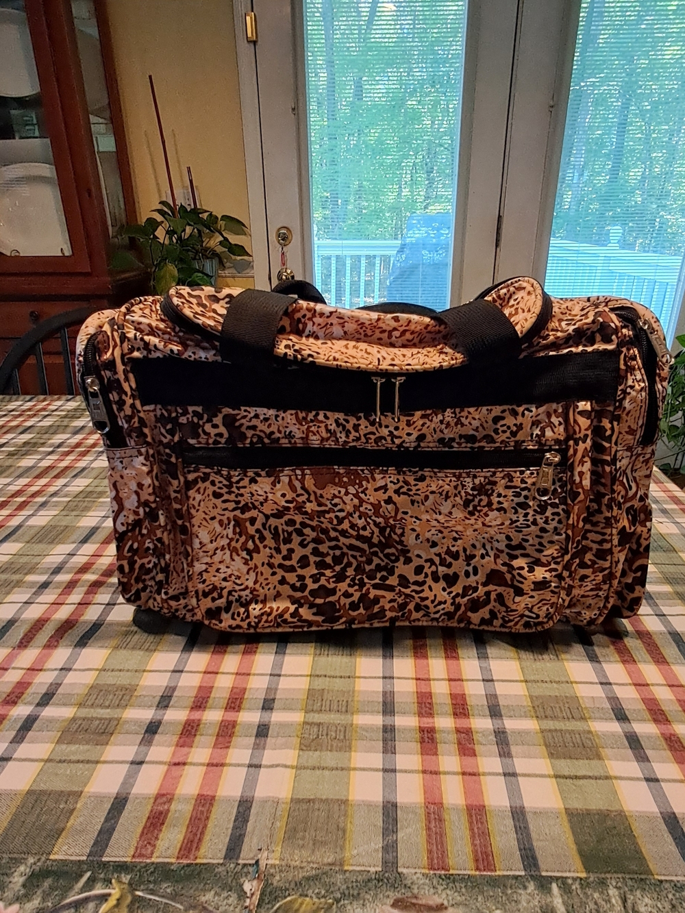 Leopard Print Weekender Duffel Bag - Brown & Black